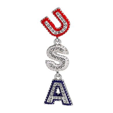 Silver Tone USA Drop Earrings