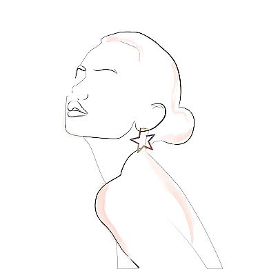 Gold Tone Red, White and Blue Star Hoop Earrings