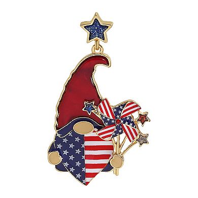 Gold Tone Americana Gnome Earrings