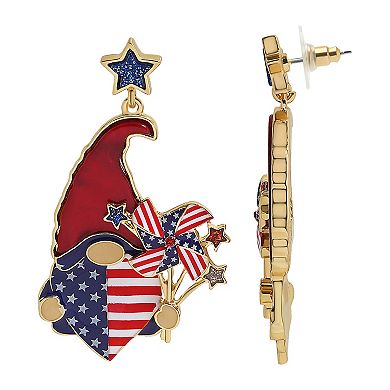Gold Tone Americana Gnome Earrings