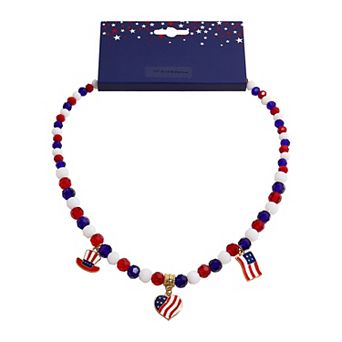 Gold Tone Flag Charms Pendant Necklace