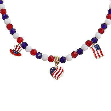 Gold Tone Flag Charms Pendant Necklace