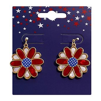 Gold Tone Americana Flower Earrings
