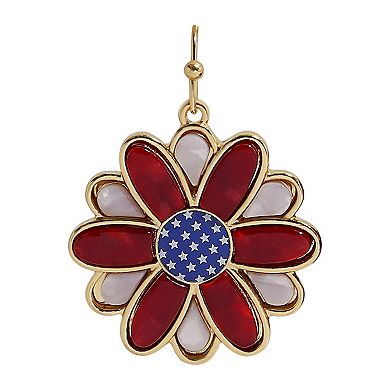 Gold Tone Americana Flower Earrings