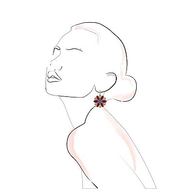 Gold Tone Americana Flower Earrings