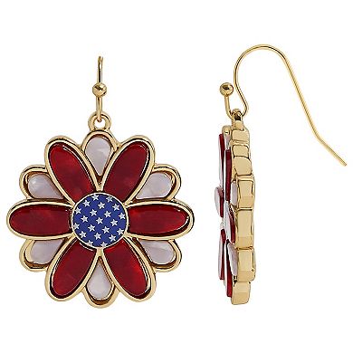 Gold Tone Americana Flower Earrings