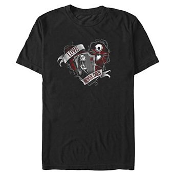 Men's Disney's The Nightmare Before Christmas Jack & Sally Love Never Dies Graphic Tee