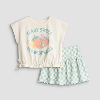 Baby & Toddler Girl Grayson Threads Kids The Label 2 pc Care Bears Strawberries T-Shirt & Skirt Set