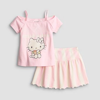 Baby & Toddler Girl Grayson Threads Kids The Label Hello Kitty 2 pc Graphic Tee & Skirt Set