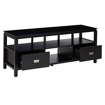 Kings Brand Furniture Balthus Wood TV Stand with 2 Drawers and 4 Open Shelves (Black)