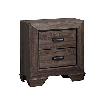 Kings Brand Furniture Kerry Wood 2-Drawer Side End Table, Nightstand, Brown