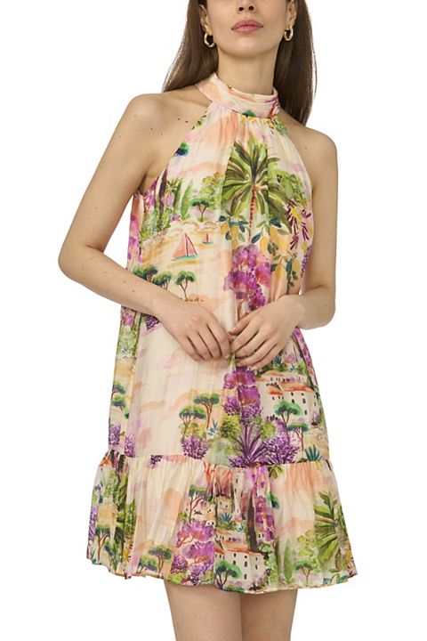 Женские платья MSK Women's MSK Sleeveless Halter Neck Ruffle Hem Mini Dress
