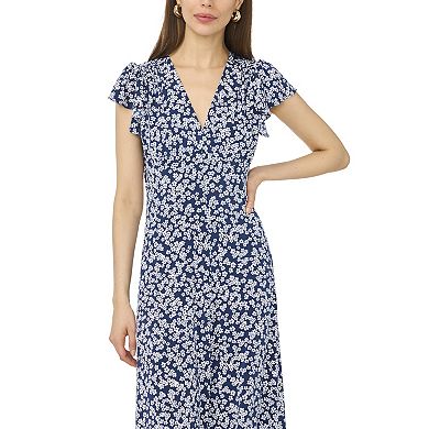 Women's MSK Flutter Sleeve Midi Dress with Godets