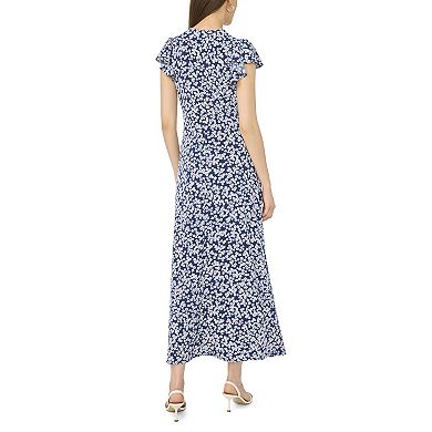 Women's MSK Flutter Sleeve Midi Dress with Godets
