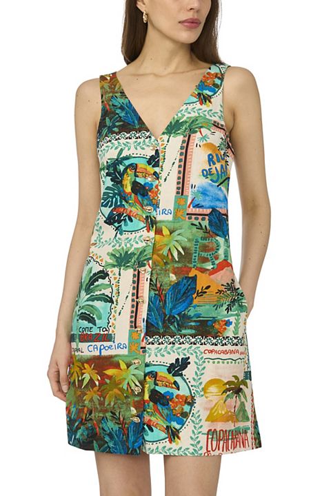 Женские платья MSK Women's MSK Sleeveless V-Neck Button Front Mini Dress