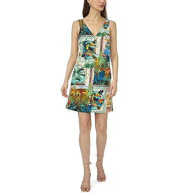 Women's MSK Sleeveless V-Neck Button Front Mini Dress