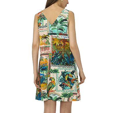 Women's MSK Sleeveless V-Neck Button Front Mini Dress