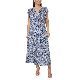 Plus Size MSK Flutter Sleeve Midi Dress with Godets