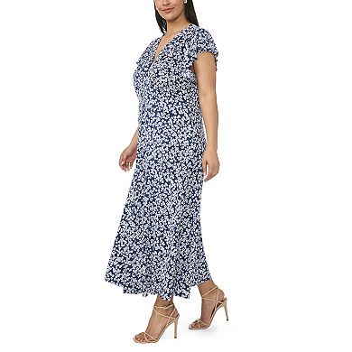 Plus Size MSK Flutter Sleeve Midi Dress with Godets
