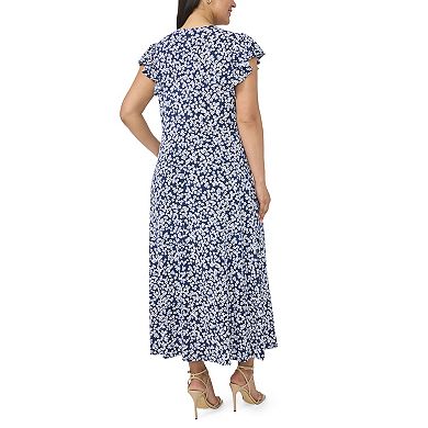 Plus Size MSK Flutter Sleeve Midi Dress with Godets