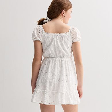 Girls 4-20 Trixxi Eyelet Puff Sleeve Dress & Scrunchie