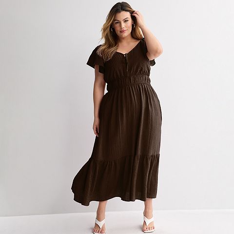 Женские платья Nine West Plus Size Nine West Flutter Sleeve Maxi Dress