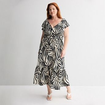 Plus Size Nine West Flutter Sleeve Maxi Dress