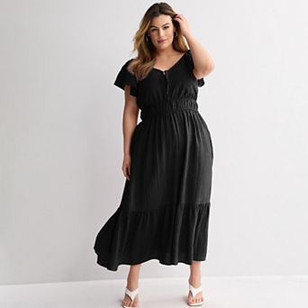 Plus Size Nine West Flutter Sleeve Maxi Dress