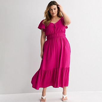 Plus Size Nine West Flutter Sleeve Maxi Dress