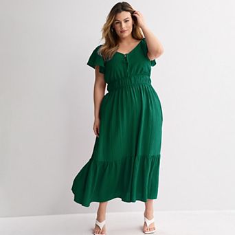 Plus Size Nine West Flutter Sleeve Maxi Dress