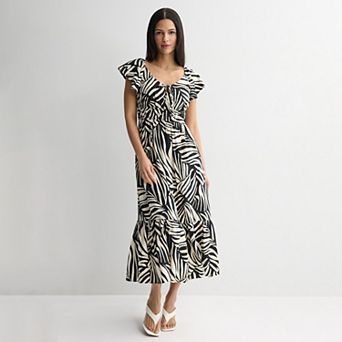 Petite Nine West Flutter Sleeve Maxi Dress