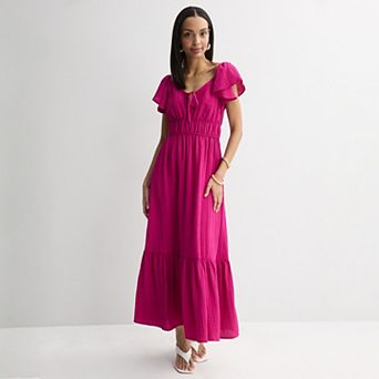 Petite Nine West Flutter Sleeve Maxi Dress