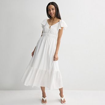 Petite Nine West Flutter Sleeve Maxi Dress