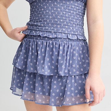Girls 7-16 Sea + Skye Smocked Top & Tiered Skirt Set