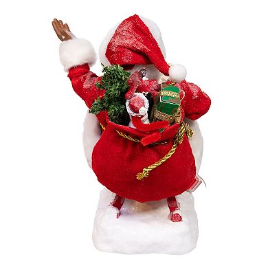 Kurt Adler 8.5-Inch Fabriché Santa Figurine Table Decor on Sled