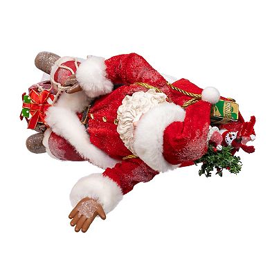 Kurt Adler 8.5-Inch Fabriché Santa Figurine Table Decor on Sled