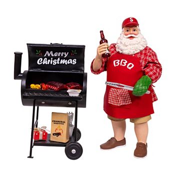 Kurt Adler 10.75-Inch Barbecue Grill Santa Table Decor