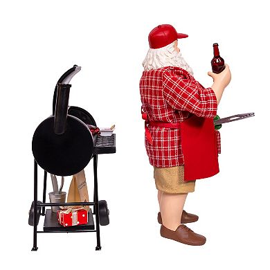Kurt Adler 10.75-Inch Barbecue Grill Santa Table Decor