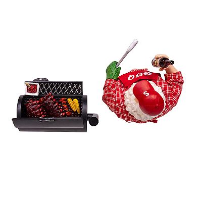 Kurt Adler 10.75-Inch Barbecue Grill Santa Table Decor