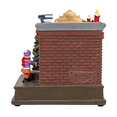 Kurt Adler Battery Operated Animated Fireplace Scene with Santa & Christmas Tree Table Decor