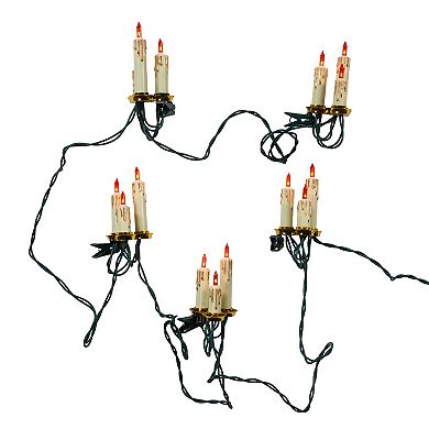 Kurt Adler 15-Light Triple Candle Extended Light Set with Ivory Candle Shaft & Amber Bulbs