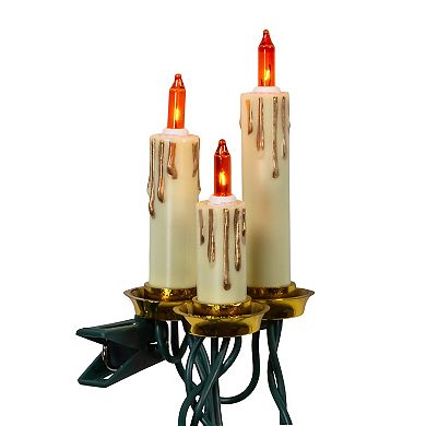 Kurt Adler 15-Light Triple Candle Extended Light Set with Ivory Candle Shaft & Amber Bulbs