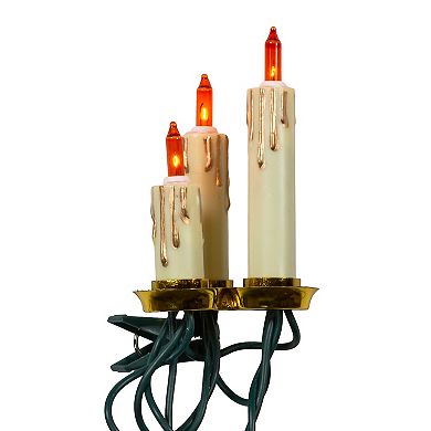 Kurt Adler 15-Light Triple Candle Extended Light Set with Ivory Candle Shaft & Amber Bulbs