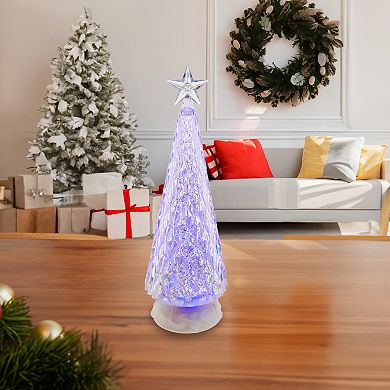 Kurt Adler 13.6-Inch Color Changing Water Globe Christmas Tree Table Decor
