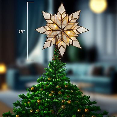 Kurt Adler 10-Light LED Capiz Star Christmas Tree Topper