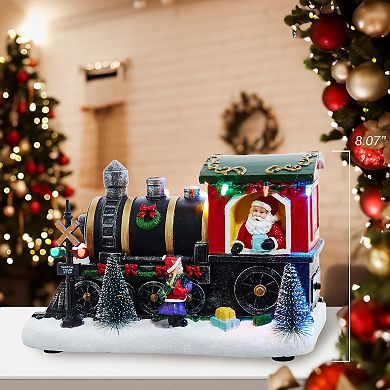 Kurt Adler Battery Operated Lighted Musical Santa Train Table Decor