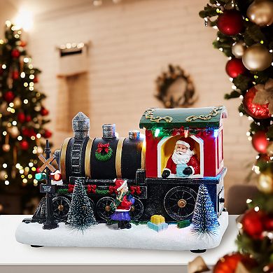 Kurt Adler Battery Operated Lighted Musical Santa Train Table Decor