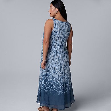 Plus Size Simply Vera Vera Wang Shirred Neck Maxi Dress