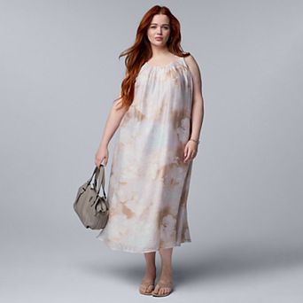 Plus Size Simply Vera Vera Wang Shirred Neck Maxi Dress