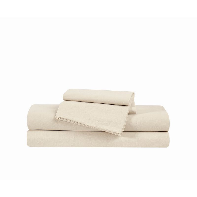 Brooklyn Loom Essential Cotton Sheet Set with Pillowcases, Natural